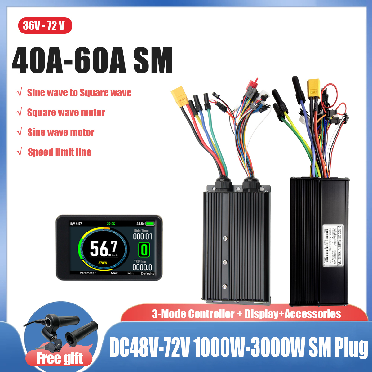 Ebike Conversion Kit 72V 3000W - EBIKE شرط إلى مربع موجة تحويل