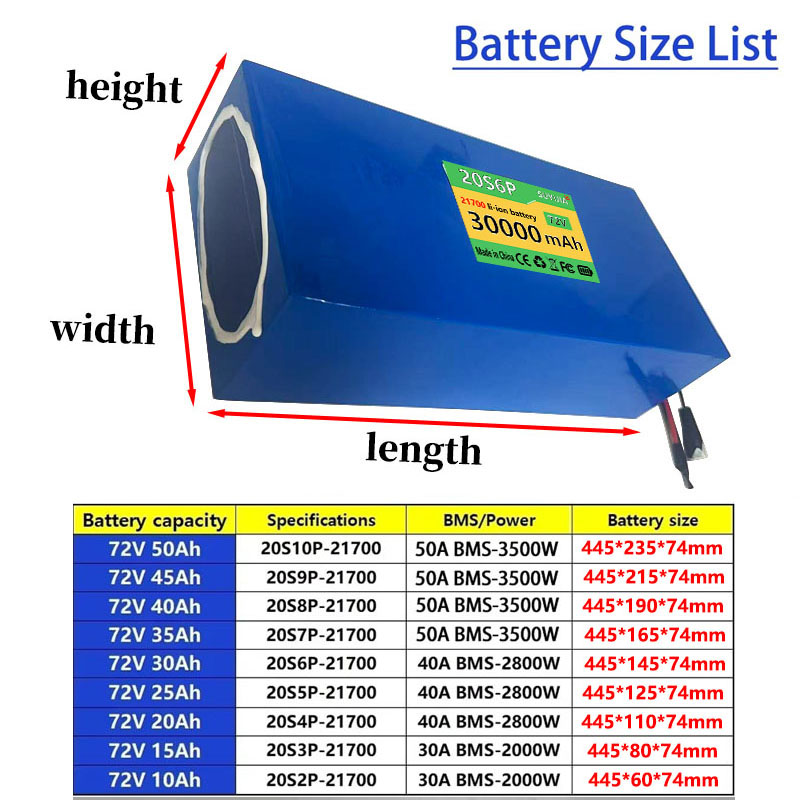 حزمة بطارية ليثيوم 21700 بجهد  - مراجعة Electric Bicycle Battery 72V 30Ah وسعره
